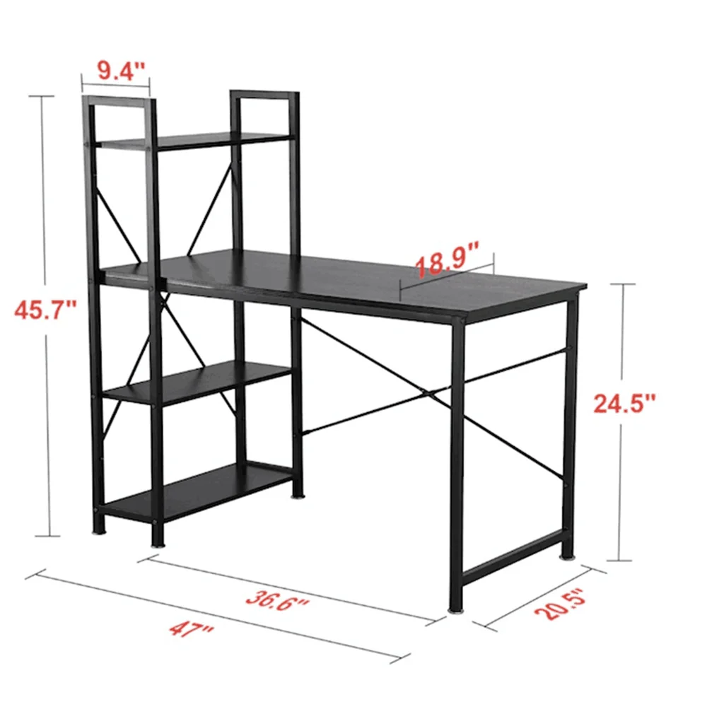 Adjustable Wood Foldable Office Desk Multi Function Bookshelf Writing Table