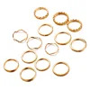 VRIUA Vintage Gold Color Knuckle Rings Set For Women Geometric Round Twist Weave Finger Ring Female Fashion Jewelry