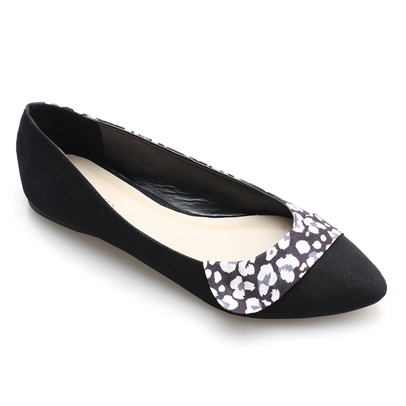 The lady leopard upper fabric causal fashion office outdoor sharp toe microfiber soft insole flat shoes