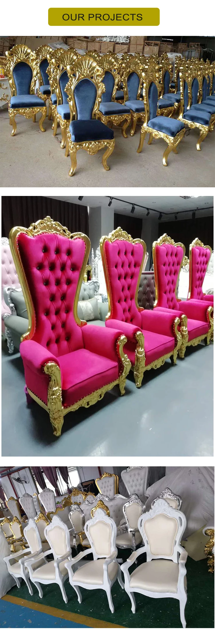 Luxury Royal Cheap King Throne Chair Pink Wedding Chair For Bride And