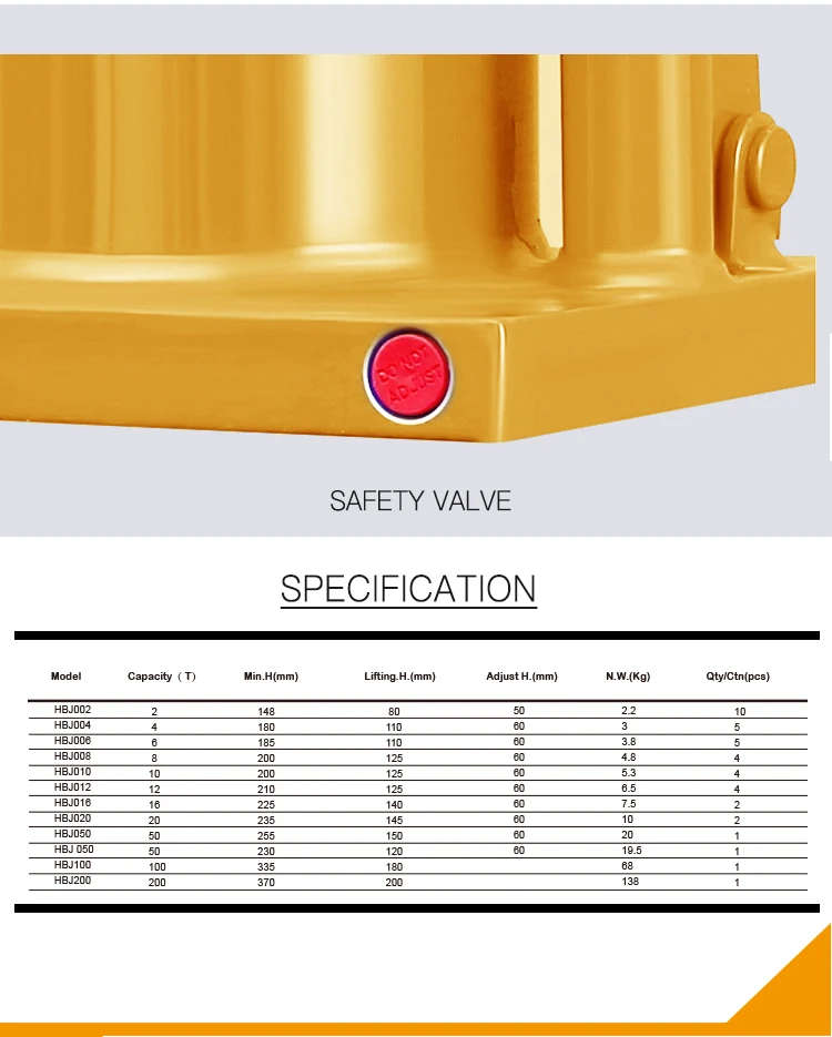 Toyointl Manual Hydraulic Cylinder 5ton 10ton 20t 50t Jack Cushioned