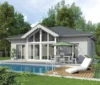 triple roof with sliding for rain water in prefab house