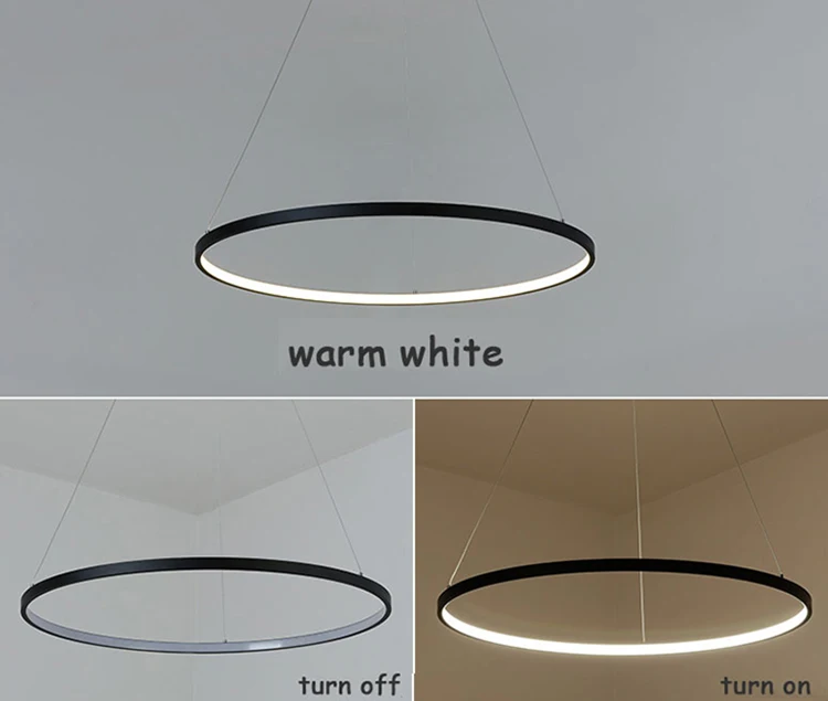 Aluminum acrylic bedroom living room lighting LED modern circle ring chandelier and lamps chandeliers pendant lights
