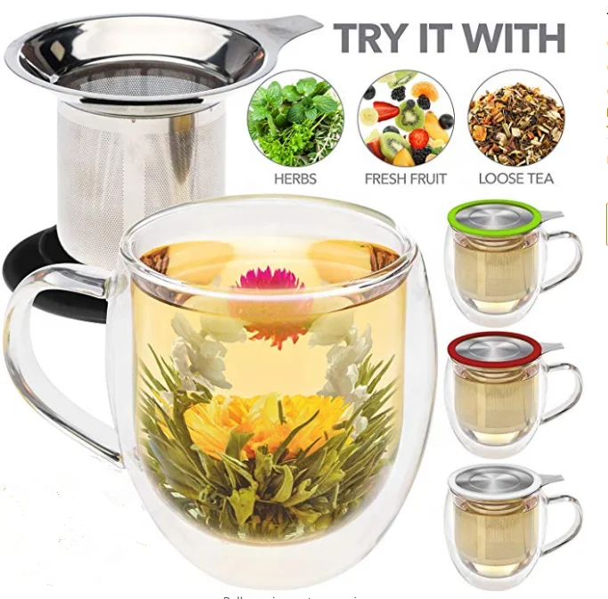 Tea Infuser Mug Heatresistant Borosilicate Glass Mug With Infuser And