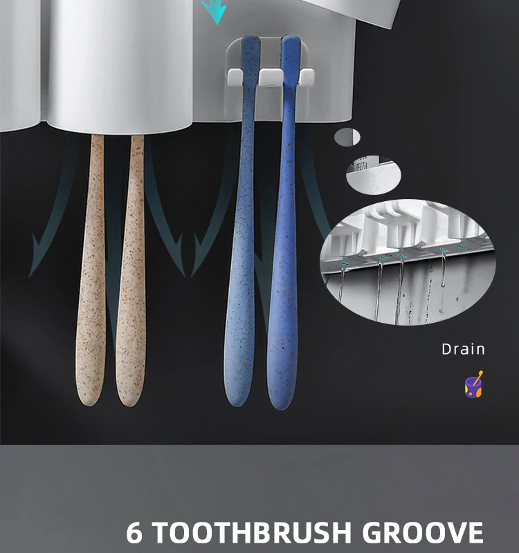 bathroom accessories plastic ABS toothbrush wall  holder  home organization toothpaste dispenser  with suction 3 cups  toilet