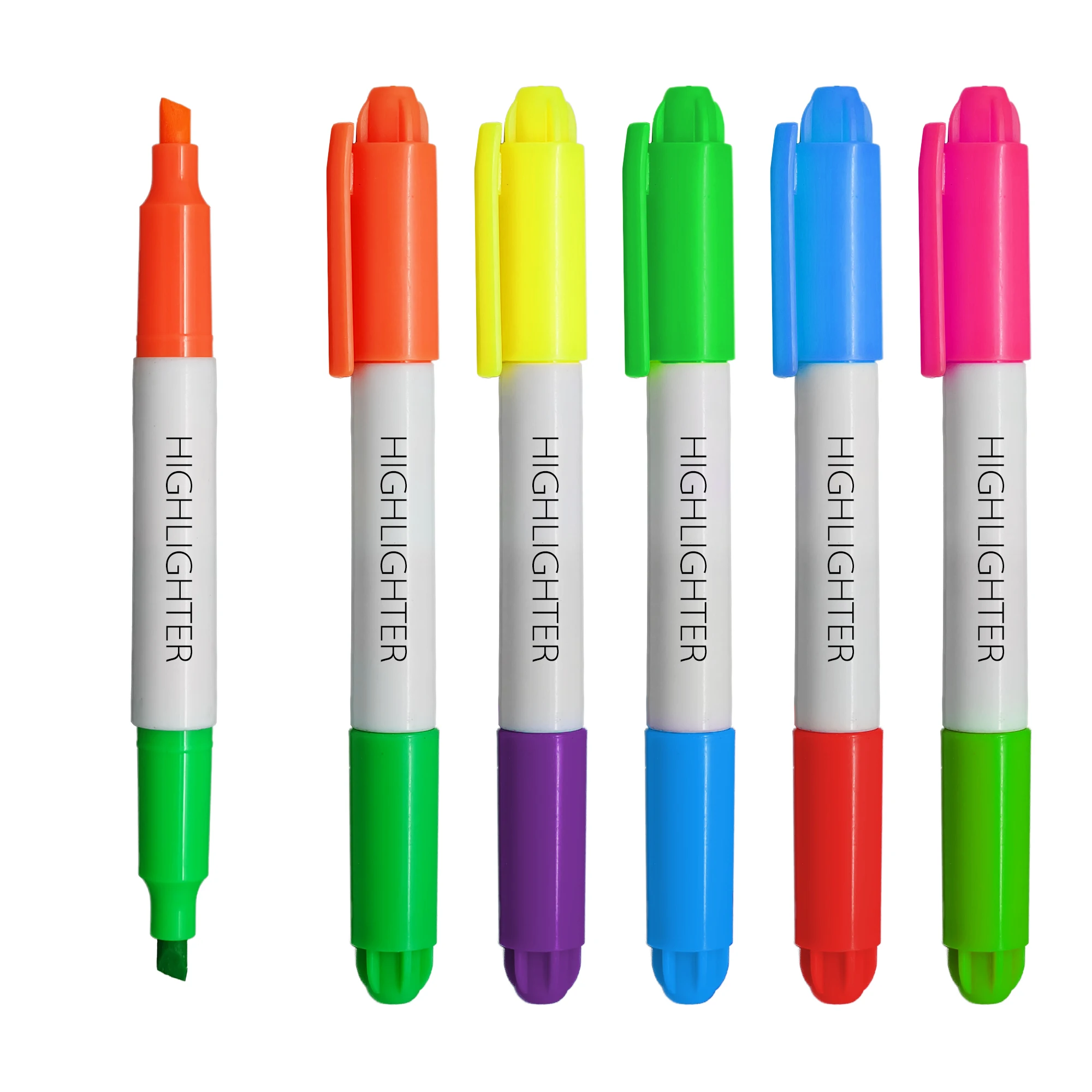 Two Twin Dual Tips Highlighter Marker Double Sided Fluorescent Pen