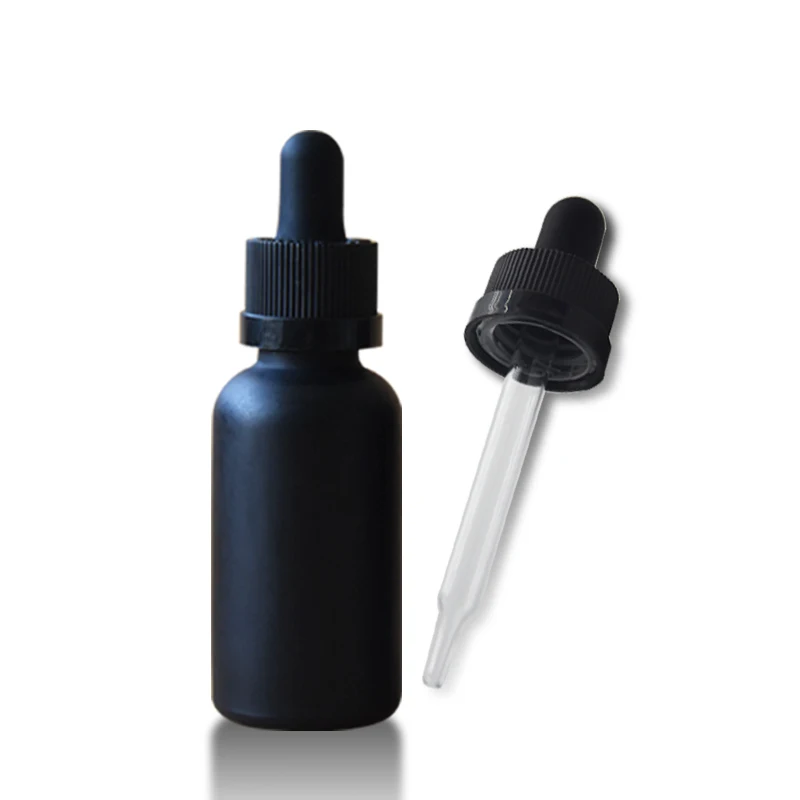 Black Glass Dropper Bottle With Box / Empty Glass Dropper Bottles