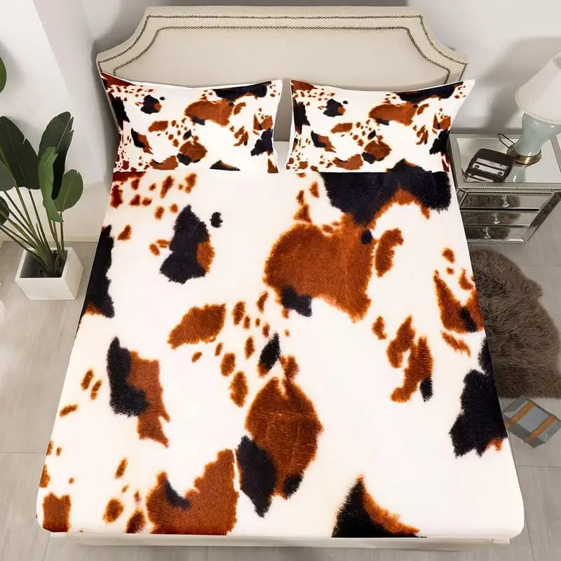 3 Pcs Cow Bed Sheet Set 100 Microfiber Deep Pockets Sheets For Kids