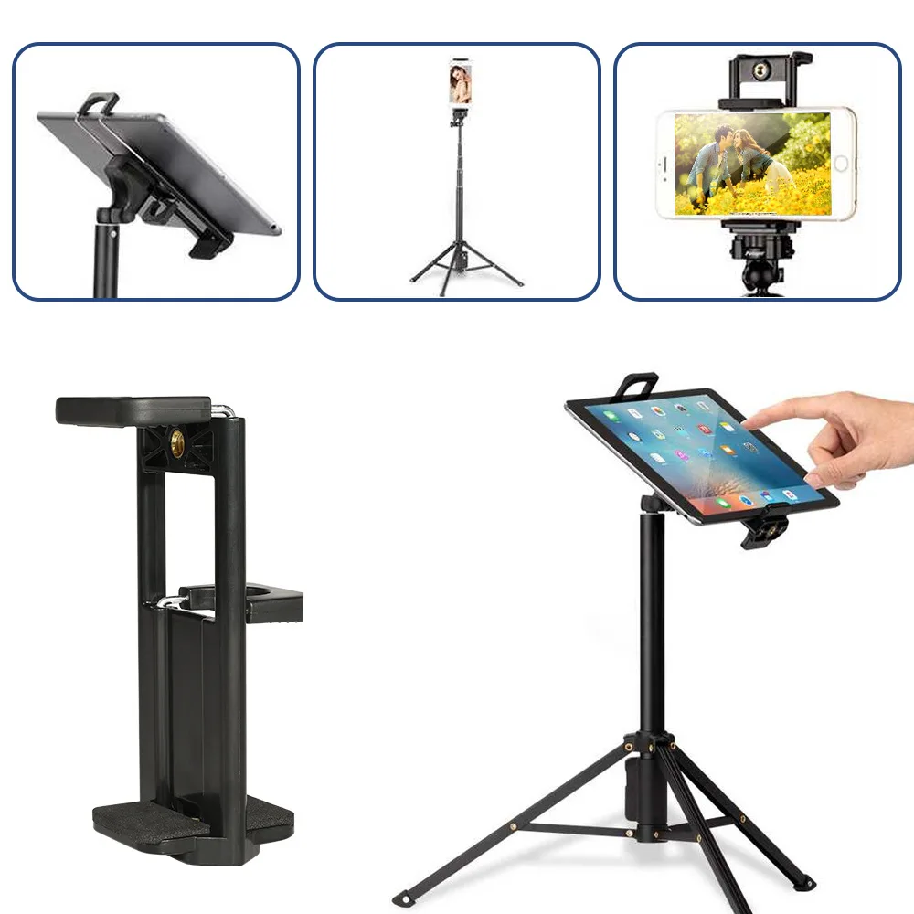 Hot Sale Universal 2 In 1 Tripod Mount Mobile Phone Clip Holder Tablet 