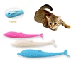 2019 New Design Simulation Fish Shape Silicone Cat Toothbrush with Catnip Pet Cat Chew Molar Toy Stick