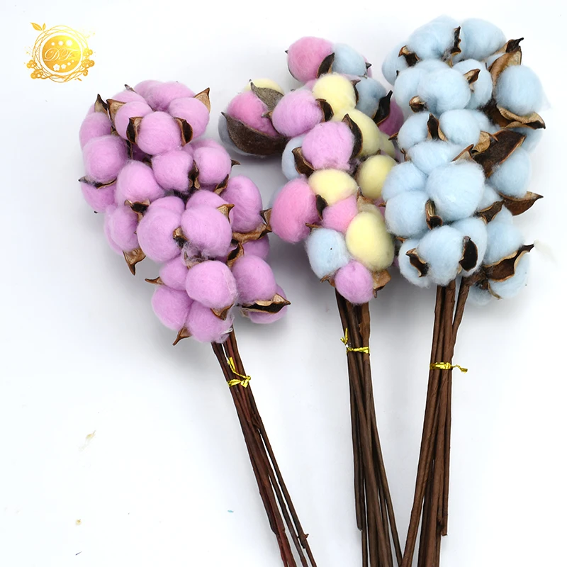 wholesale natural artificial dried cotton stem for home decor