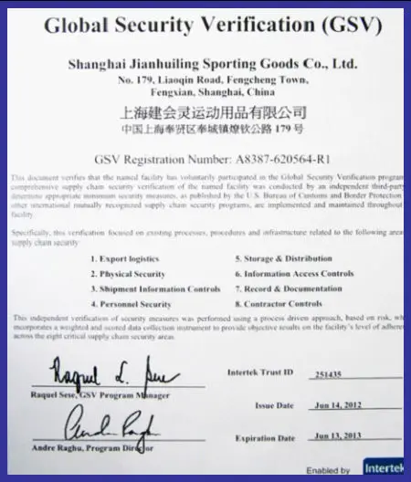 GSV certificate ball manufacturer