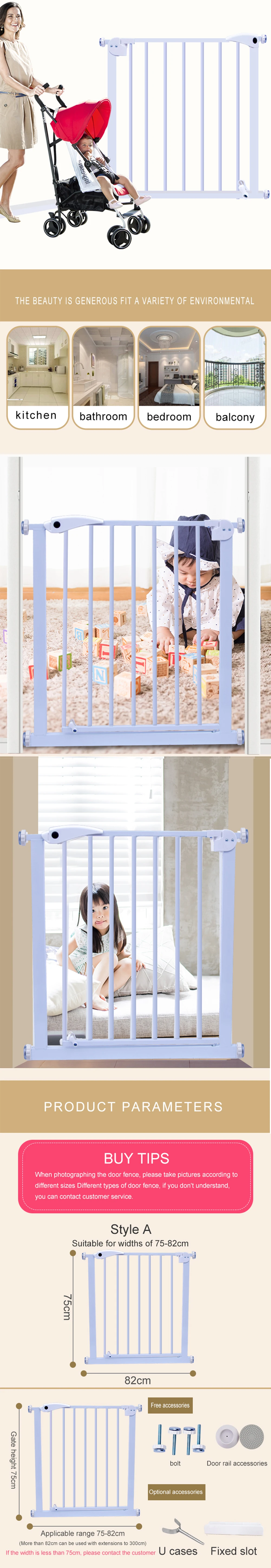 Adjustable Baby Safety Gate Door Fence Adjustable Gate Door Fence Stair Through Walk for Kids Pets