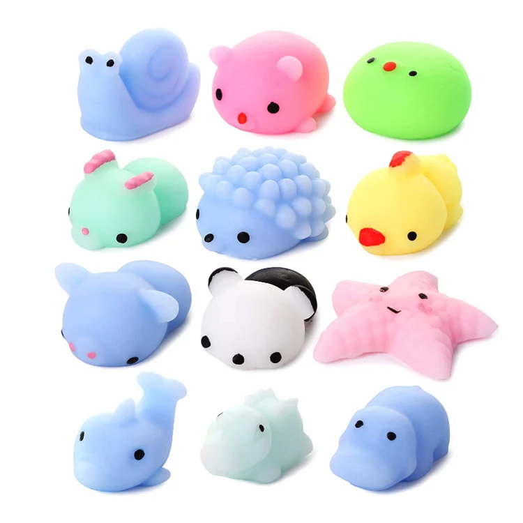 25 Pcs Stress Relief Mini Cute Kawaii Tpr Soft Mochi Squeeze Animals ...