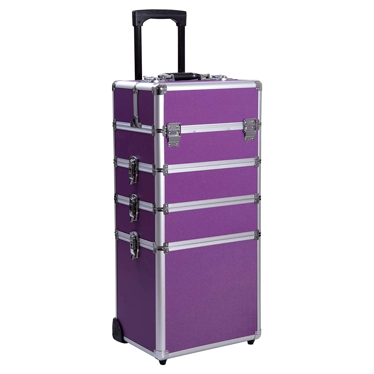 4 in 1 popular Aluminum Rolling Cosmetic Makeup Train Cases