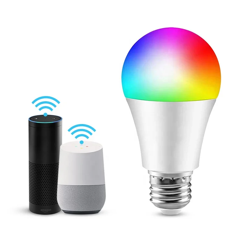 WIFI Controlled Colors 10W 1100lm LED Smart Light Bulbs 10W E27 E26 B22 RGBW Lamp Bulb Work With Amazon Alexa