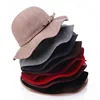 Trendy lady 100% Wool waves brim Felt Fedora British jazz Hats Caps