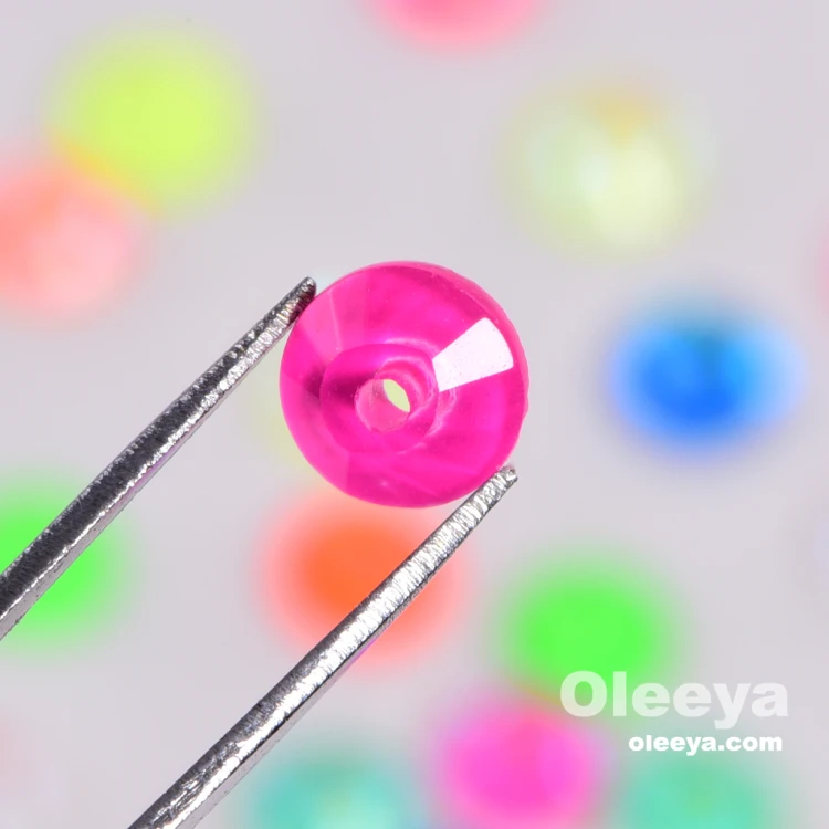 Fresh Neon Color 3mm to 10mm Middle Hole Round Shape Flatback Glass Sew on Stones for Fashion Evening Dress