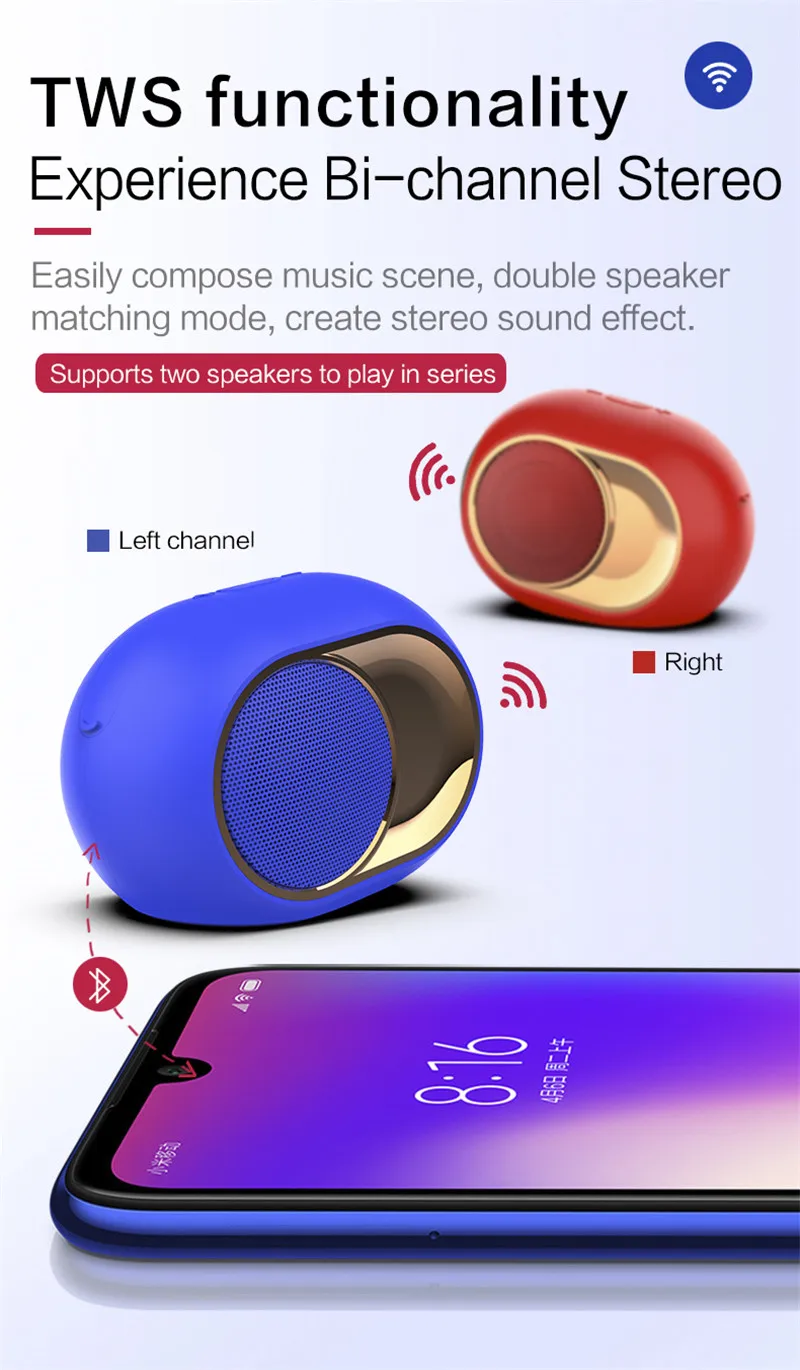 Vibration Speaker Altavoc Portatil Outdoor Support Hands-free Bt Speaker Portable Mini Bass Wireless Speaker - ANKUX.COM