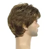 6inch Man Short Straight Hair Wigs Golden Brown Wig Flat Bangs Synthetic Fashion Sexy Full Hair Wig