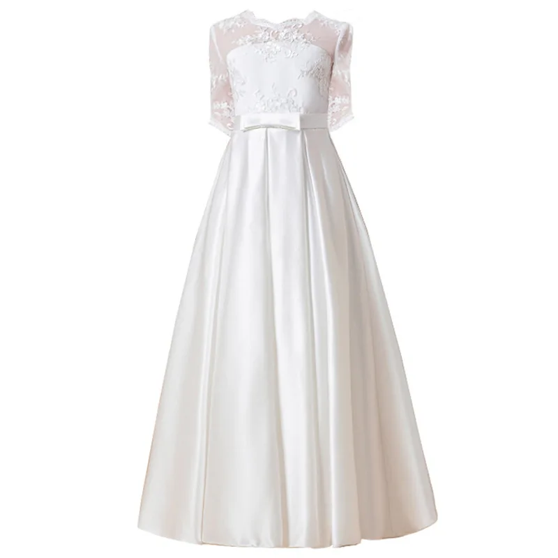 Kids Dress 2024 Little Big Girl Wedding Flower Girl Satin Lace Dress   H866d4166b09c450cab832a1f421e1bf8H 