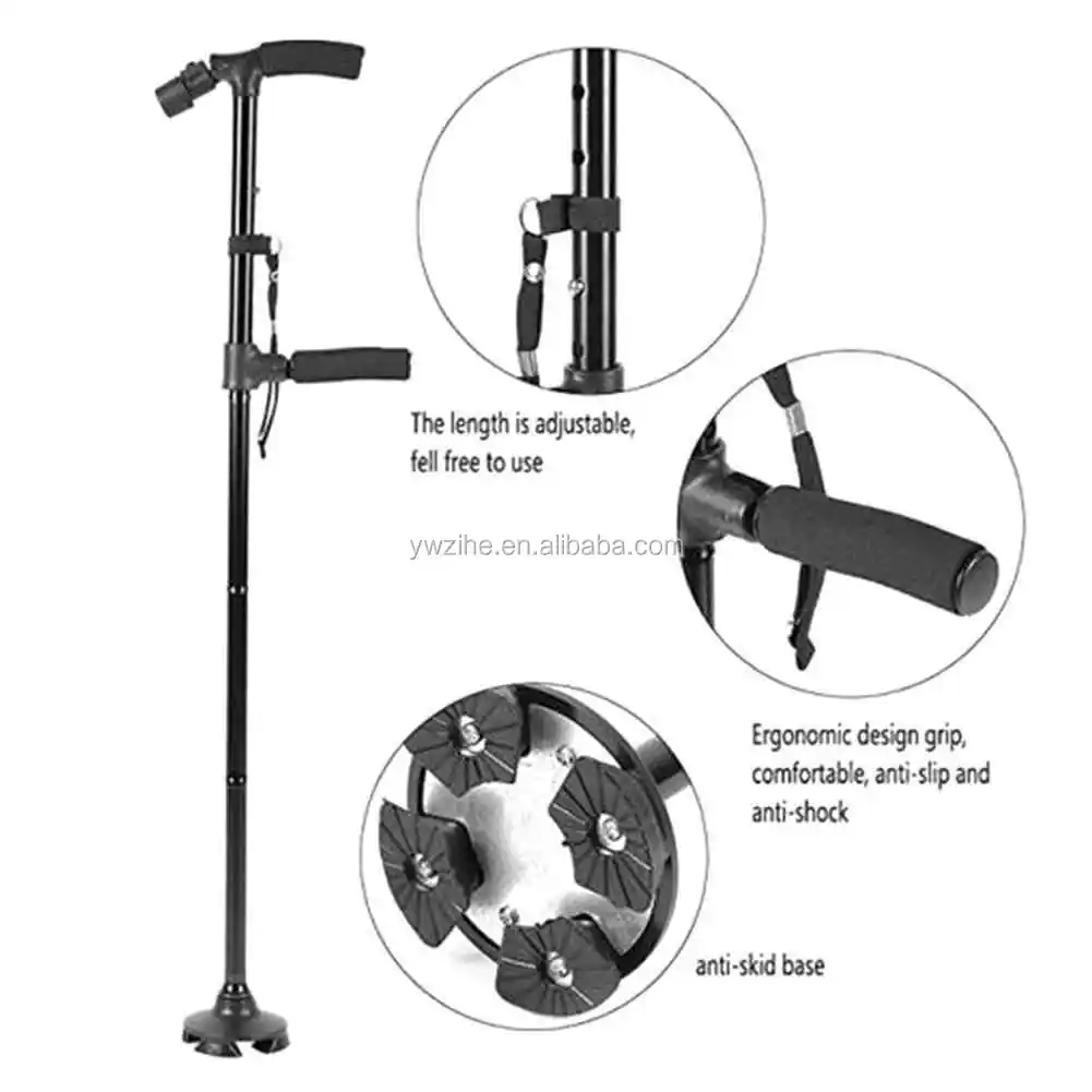 Alloy Crutch For Elderly Collapsible Telescopic Folding Cane Led