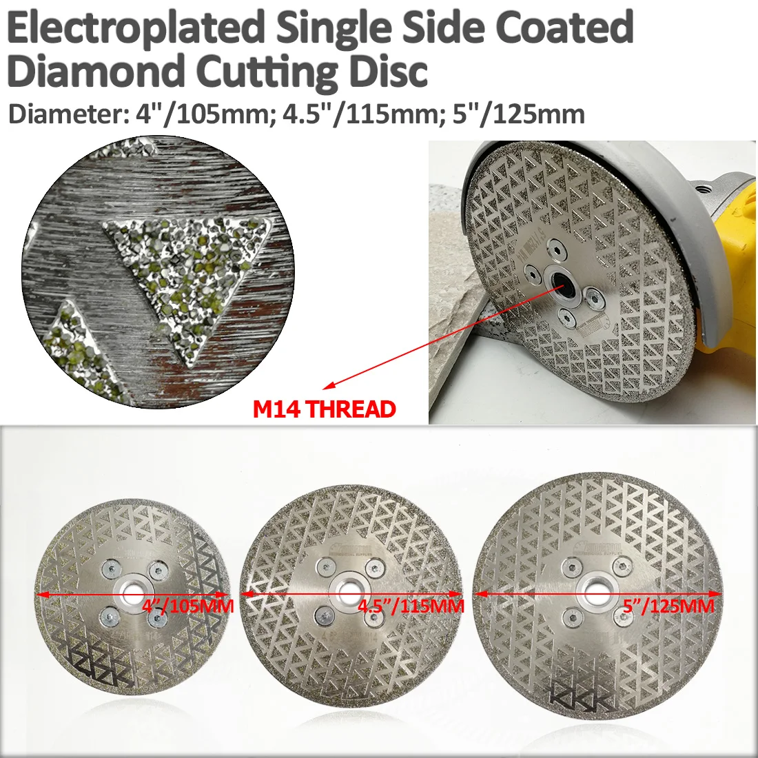 SHDIATOOL 4.5inch 115mm electroplated diamond saw blade for granite marble ceramic stone cutting tools