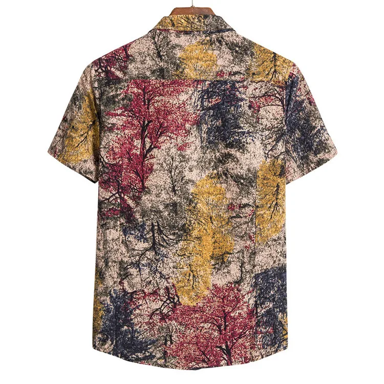 Wholesale cheap men summer hawaiian printed short sleeve casual hawaiian shirts