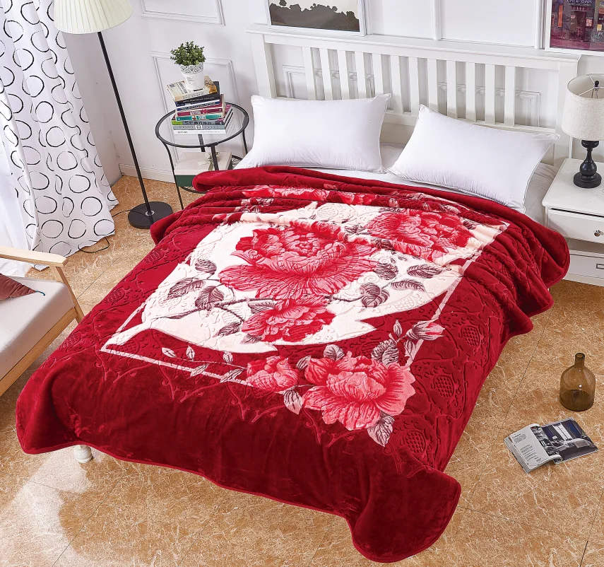 Raschel Blanket Floral Quilt Blanket Winter Mink Blanket Fabric For
