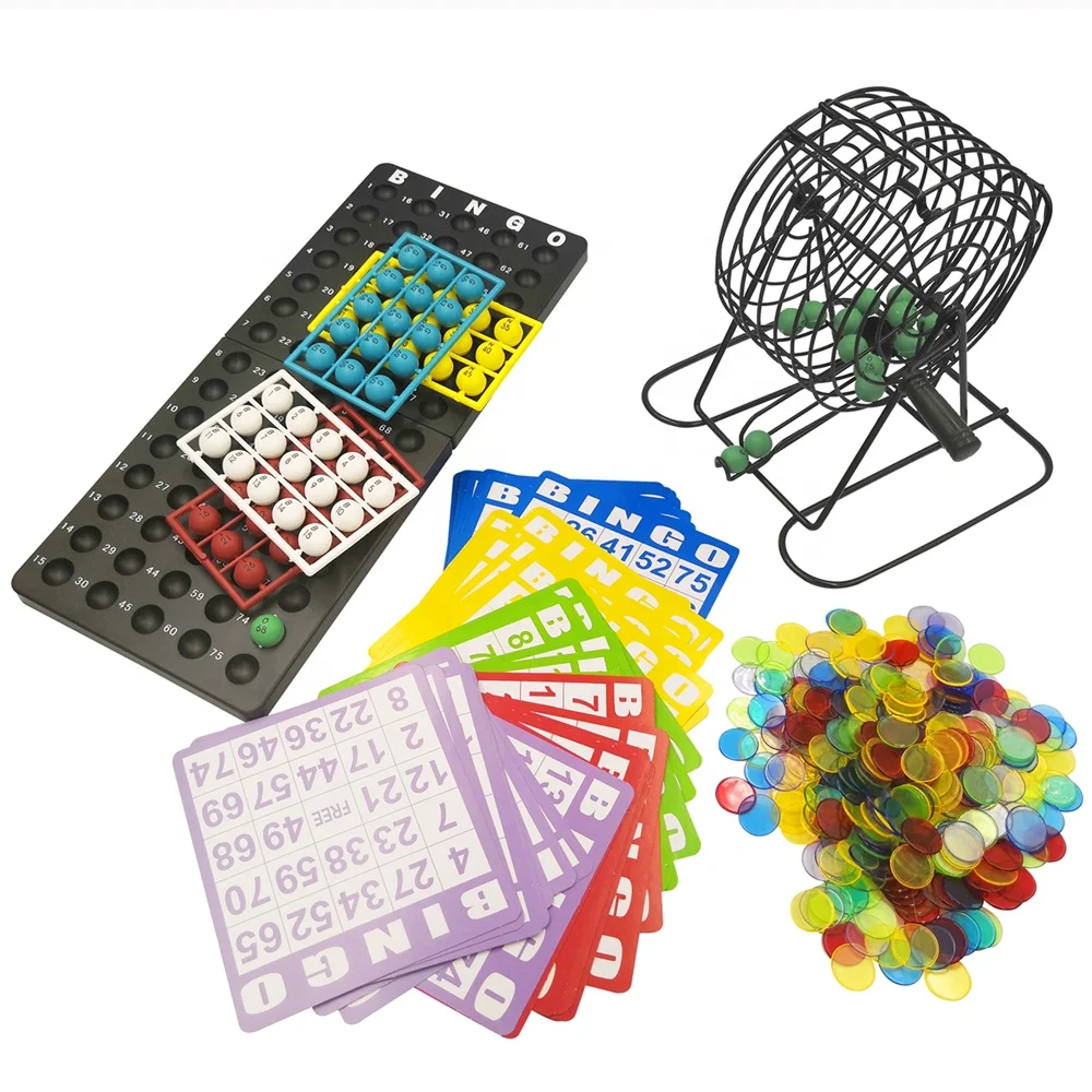 Juego de bingo con jaula,bolas y tabla maestra de plástico