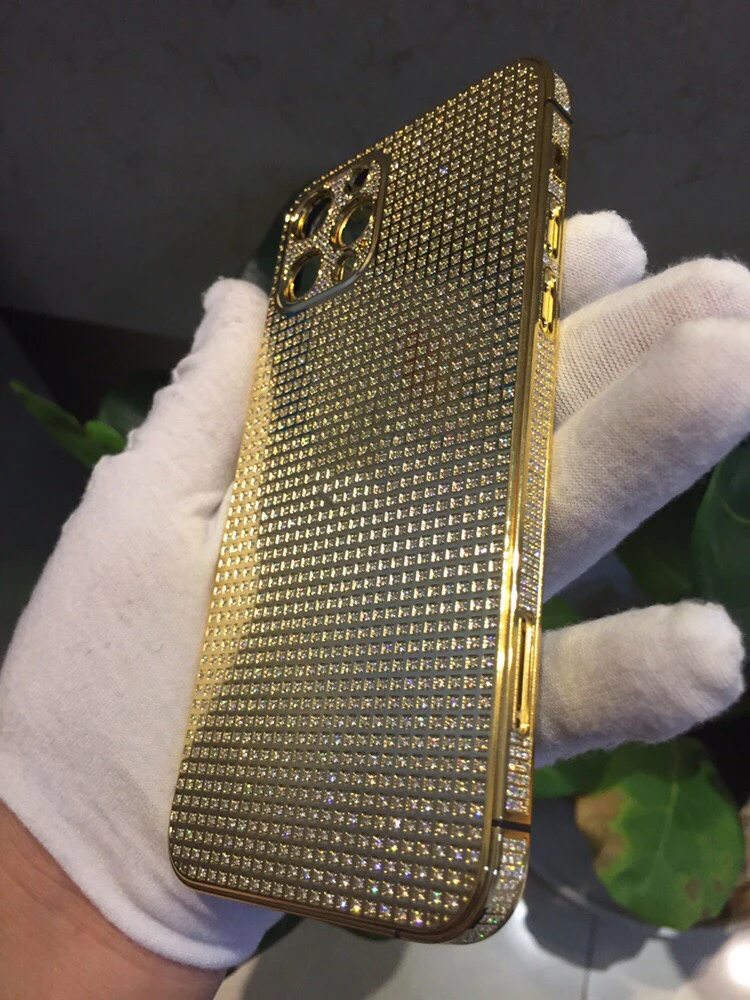 Full Diamond 24k Gold Plated Luxury Replacement Housing For Iphone 12 Pro 12pro Max Buy Battery Replacement Full Zircon Gold Housing For Iphone 12 Pro 12pro Max Luxury Customized Design Replacement Housing For Apple