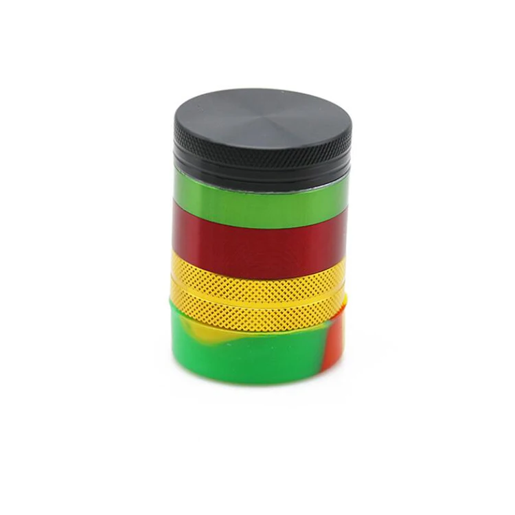 New wholesale 5 piece 40mm / 55mm aluminum alloy mixed color rubber smoking storage grinders for weed