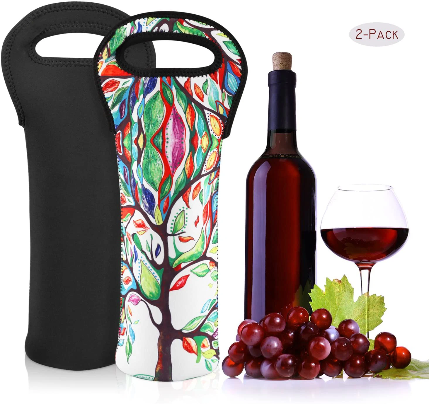 wine enthusiast 3 bottle neoprene wine tote bag