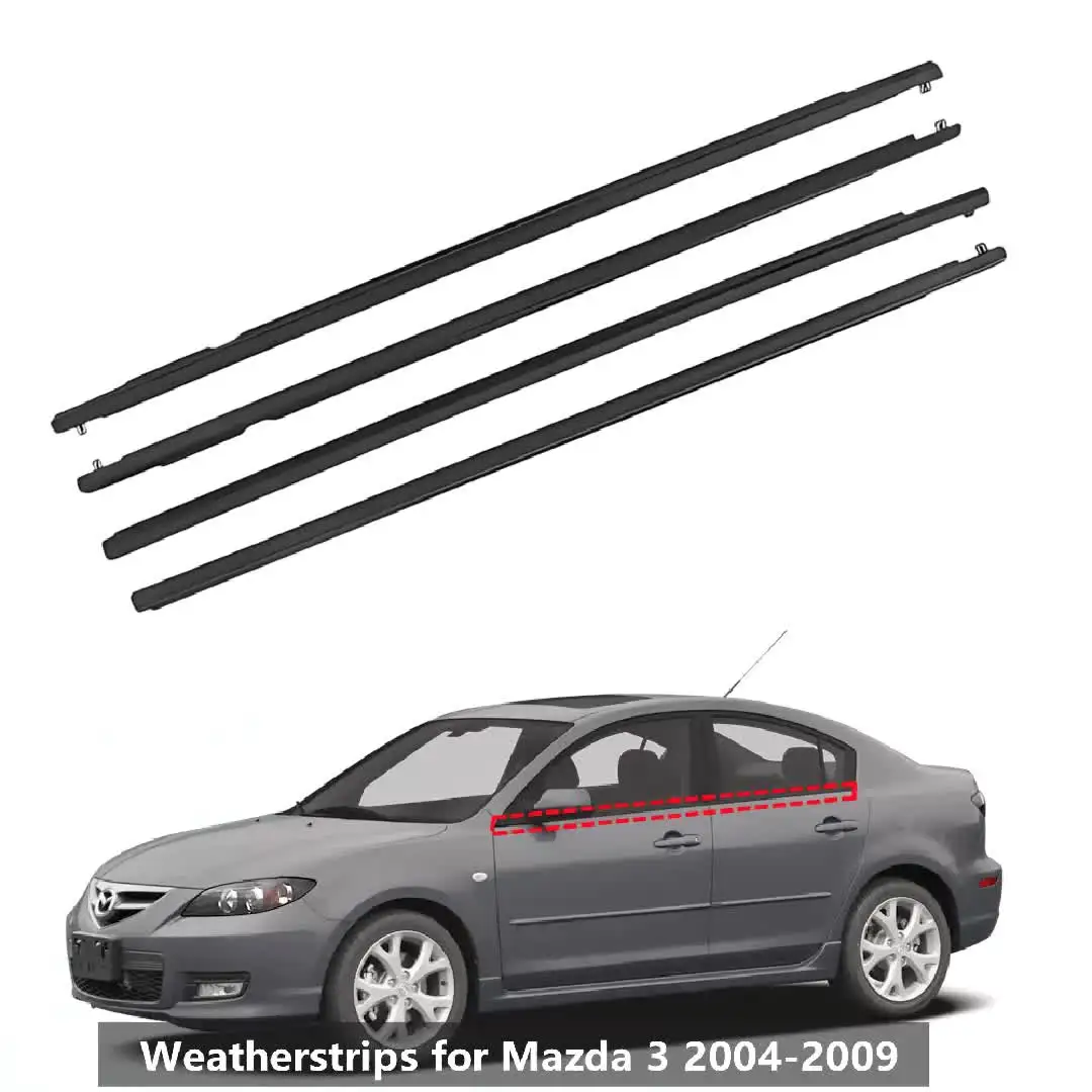 Car Window Glass Molding Weatherstrip Seal Belt Trim Outer for Mazda 3  Sedan 2004-2009 Door Outside Window Weather Strip Black JOBOUND ウィンドウドアシール 4 個 車の窓ガラスウィンドウシールモールディングトリム、マツダ用、6 2004 2005 2