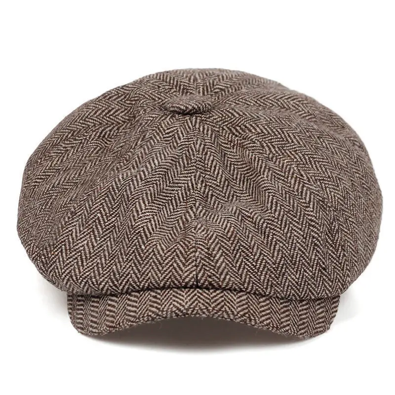 Custom Man Gatsby Cap Wool Tweed Cabbie Ivy Hats Wholesale Peaky ...