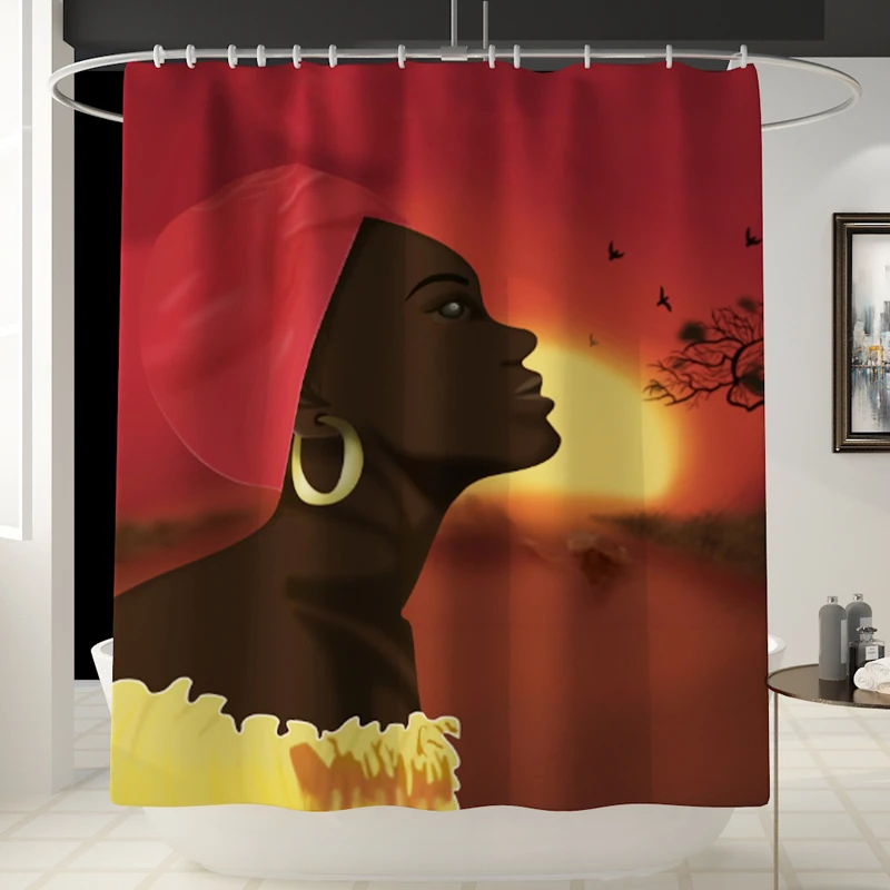 New Shower Curtain Lid Toilet Cover Bath Mat Rug with Hooks Bathroom Accessory Sets Home Decoration