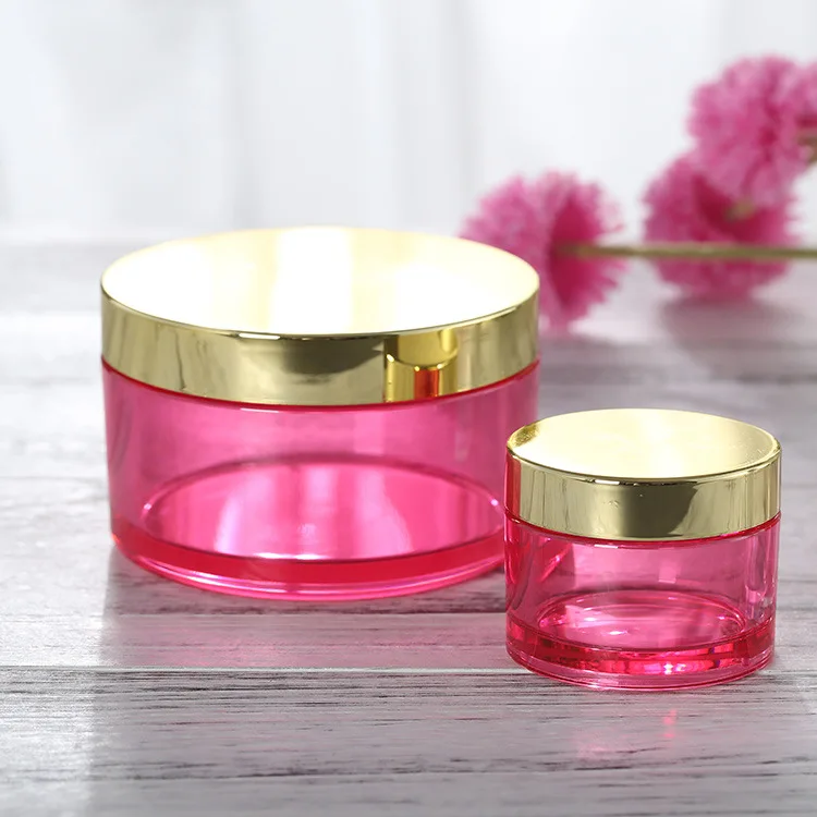 Supply Professional 50ml Plastic Round Bottom Transparent Cosmetic Petg Jar,Pink Plastic Jar