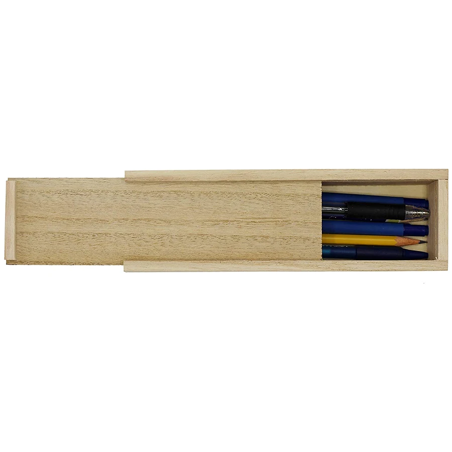 Trinket Storage Box with Slide Top 741459994761 Stash Pen Unfinished Wooden Pencil