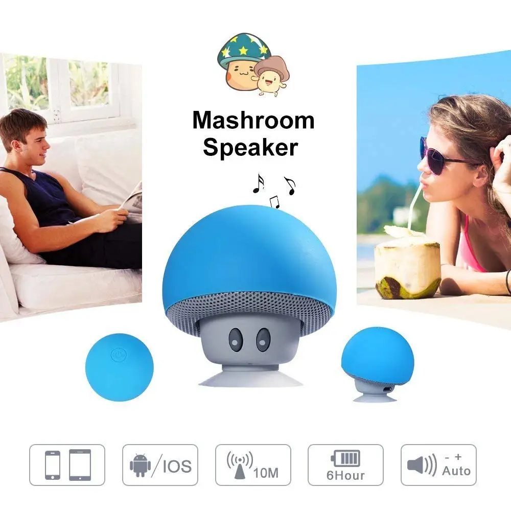 Factory wholesale round mushroom waterproof mini speaker with suction cup portable wireless bluetooth shower speaker promotion - ANKUX.COM