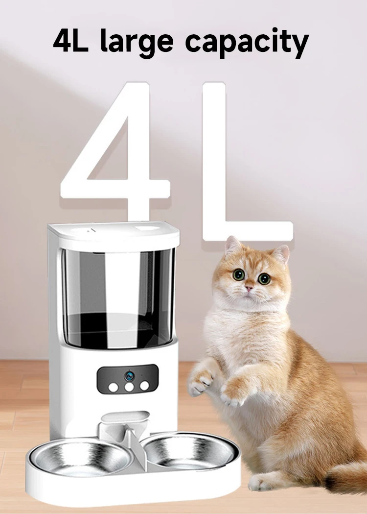 Auto Pet Feeder, Cat Food Dispenser, Automatic Pet Feeder, 9.84x8.66x7.87 Inches, Dog Food Dispenser, Small Pet Food And Water Dispenser, Pet Feeder Water Bowl, Automatic Waterer For Pets