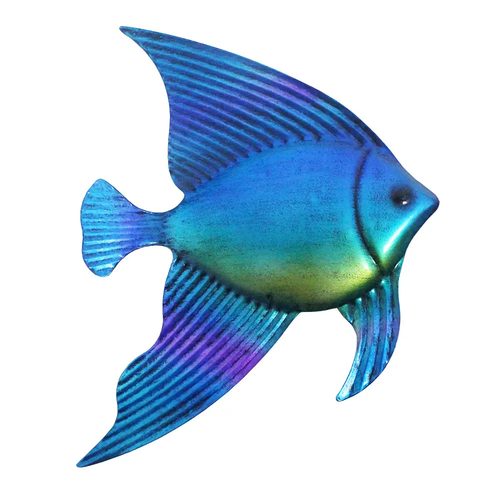 Metal Fish Wall Art Fish Blue/green Animals Hanging Decoration For Pool ...