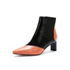 LM5550 new color matching patent leather ladies booties elastic band thick with pointed Chelsea boots