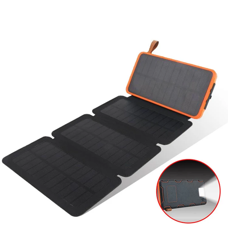 OEM 10000 mah Waterproof Charging Foldable Solar Panel Power Bank With LED - ANKUX.COM