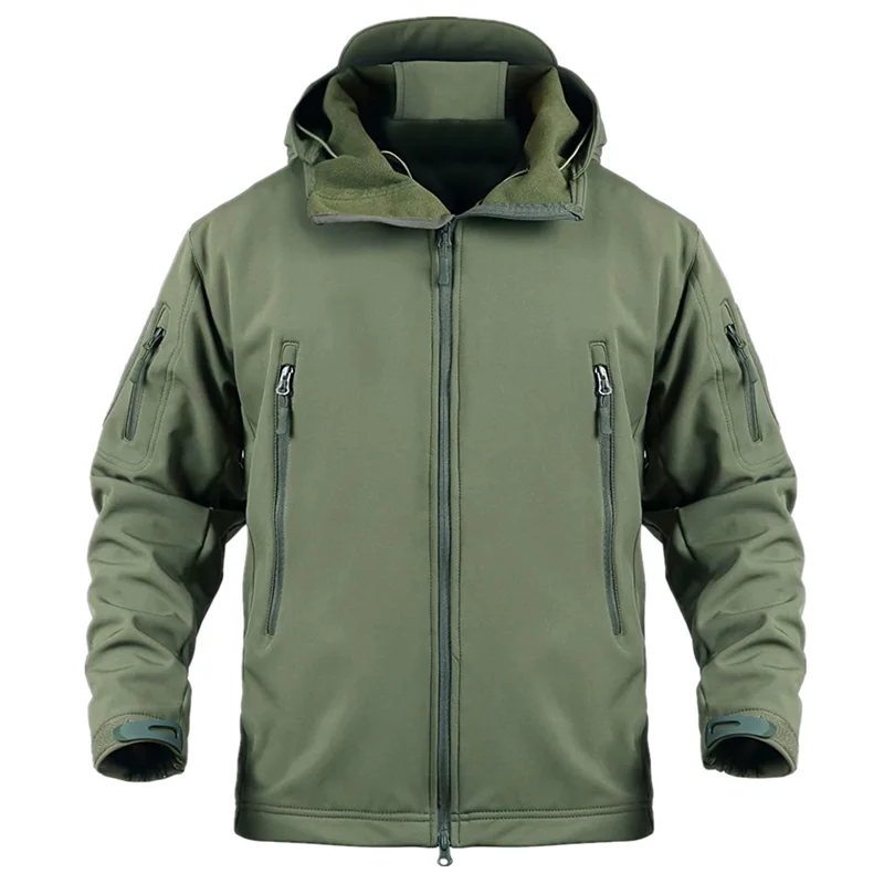 Chaquetas softshell deportivas personalizadas para hombre, abrigos grises para acampar al aire libre, chaqueta térmica impermeable con capucha