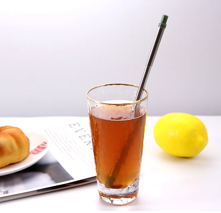 Drinking Telecoping Reusable Portable Metal Custom Logo Black Teleschope Straw Stainless Steel Telescopic Straw