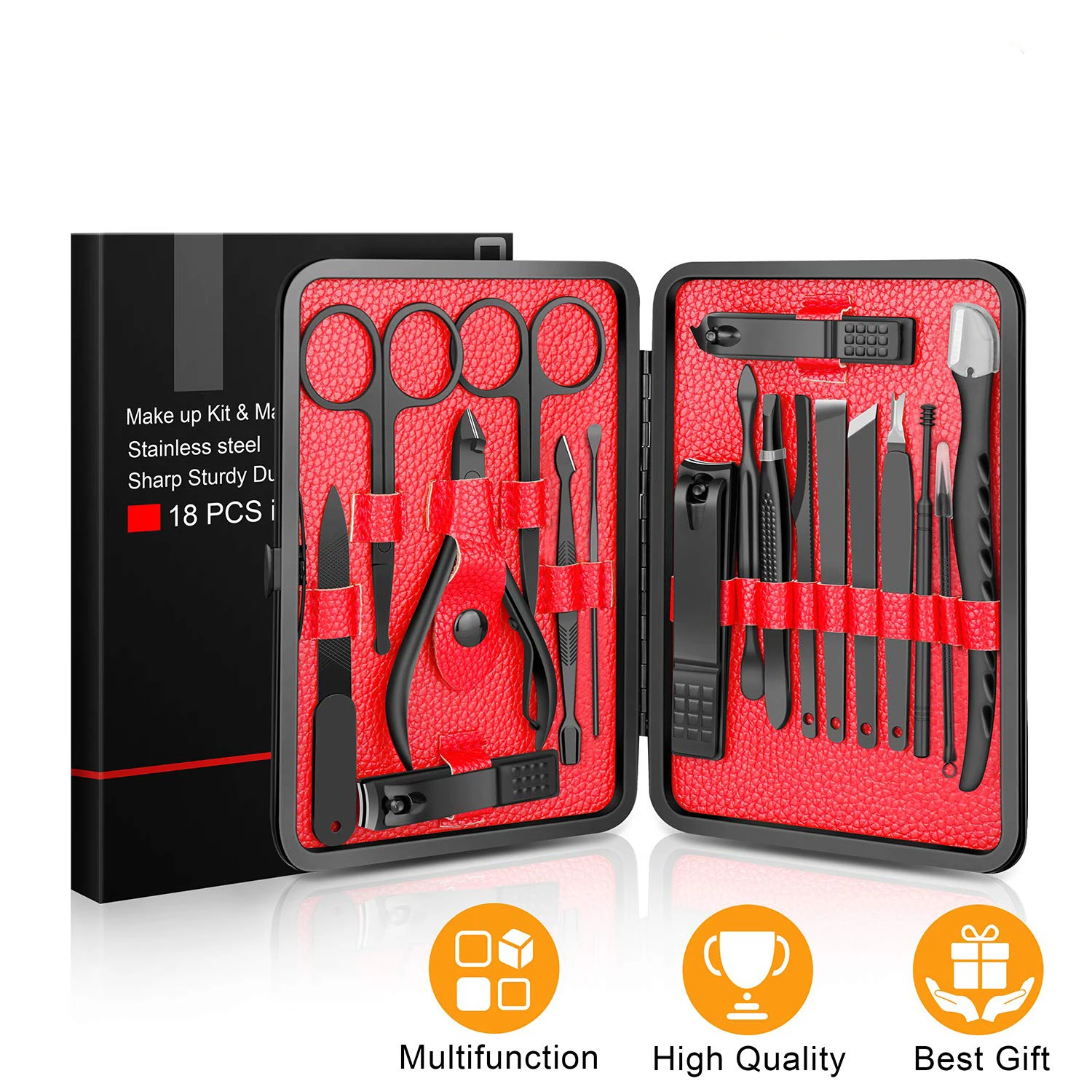 18 In 1 Grooming Kit Stainless Steel Professional Pedicure Set Updated 2019 Version Manicure Set.jpg