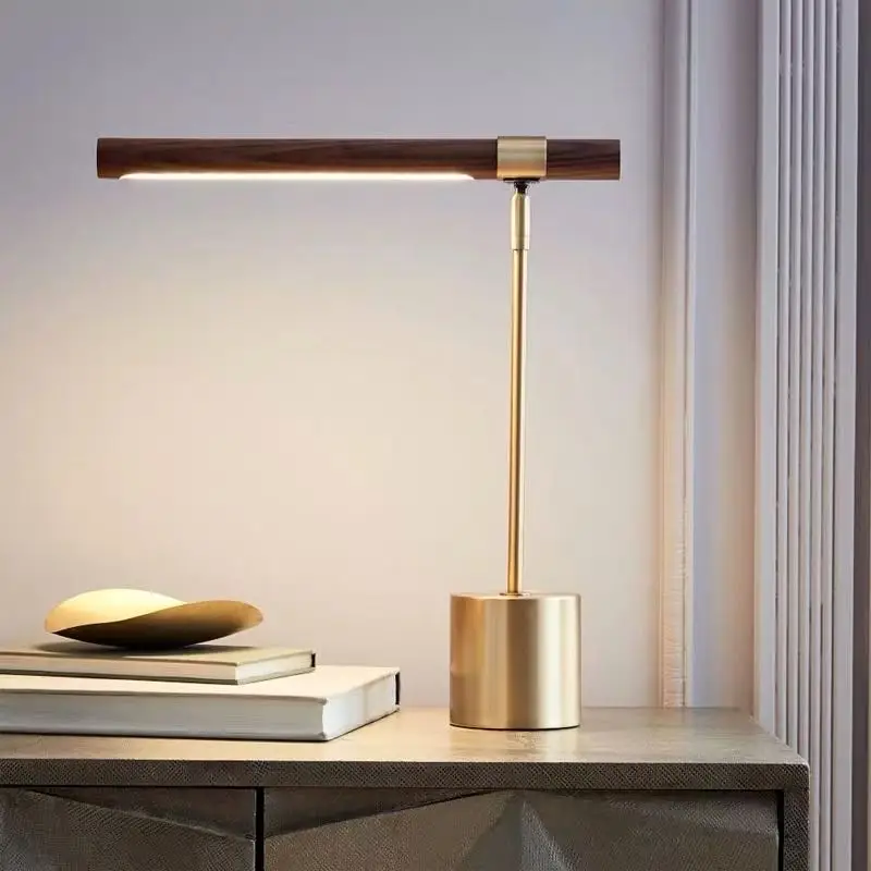 Modern Italian Designer Adjustable wood and glass table lamp Tube art decorative LED reading light