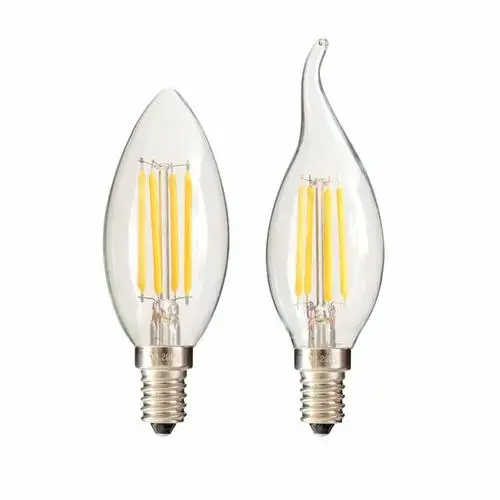 2.5W  B10/Candle LED filament lighting bulb E12 Holder Clear Glass Glass+Aluminium body 25W fluorescent replacement
