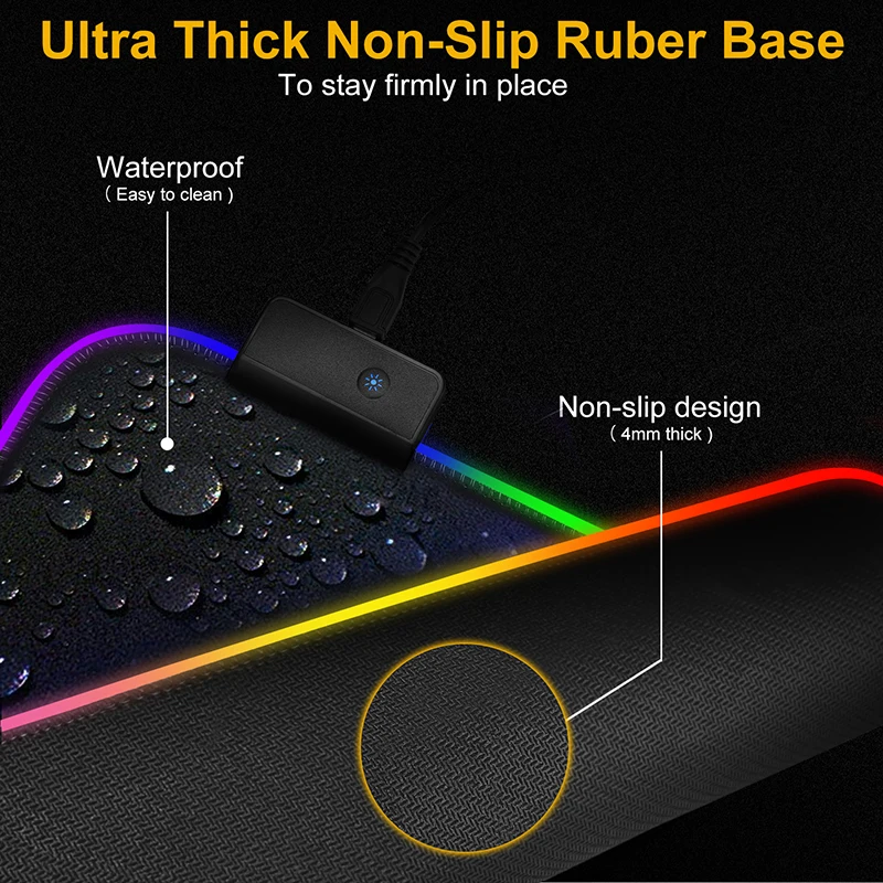 Gaming Mouse Pad Large Gamer Mouse Mat with Backlit RGB Computer Mousepad