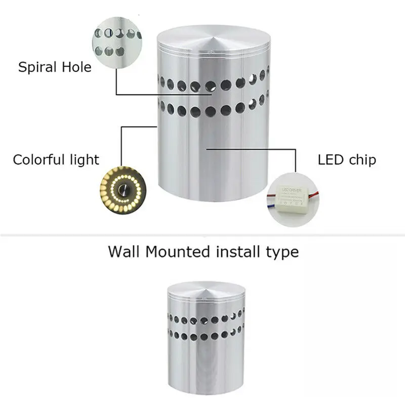 RGB Spiral Hole Effect LED Sconce Wall Lamp Light Fixture Colorful Wandlamp Remote Controller For Party Bar KTV Home Decoration